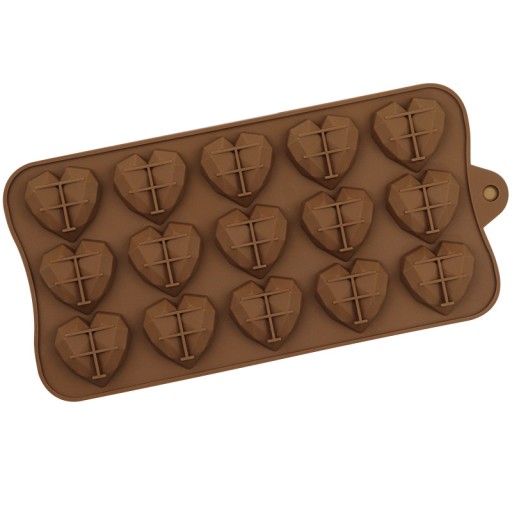 Silikónová forma na sušienky, forma na pralinky, čokoládové srdiečka, 15 ks
