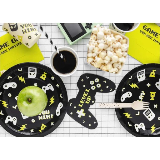 Papierové TANIERE GAMEPAD pre HRU, KTORÚ VYHRÁTE! čierna KONZOLA 6 ks
