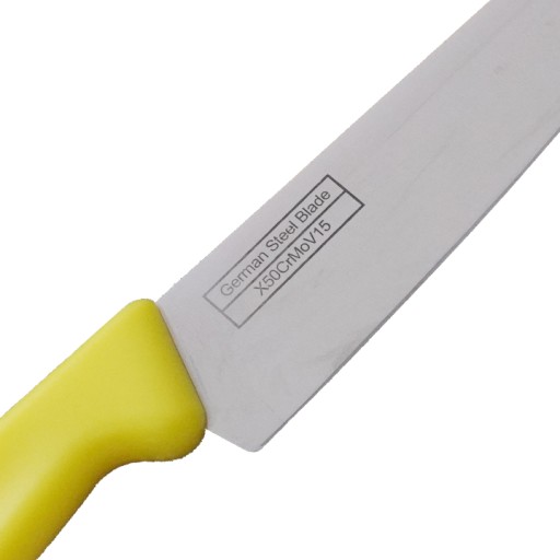 KUCHYŇSKÝ NÔŽ ŽLTÝ DLHÝ 20,5 CM - OSTRÝ, IDEÁLNY NA MÄSO