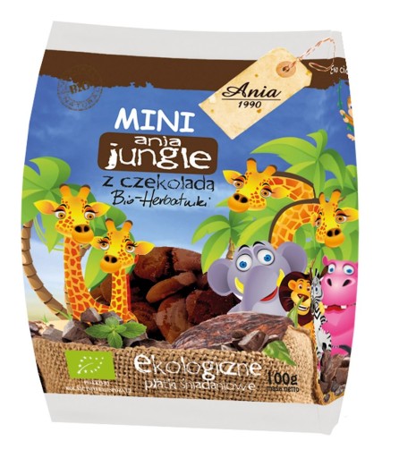 MINI JUNGLE BIO ČOKOLÁDOVÉ COOKIES 100 g - BIO ANIA