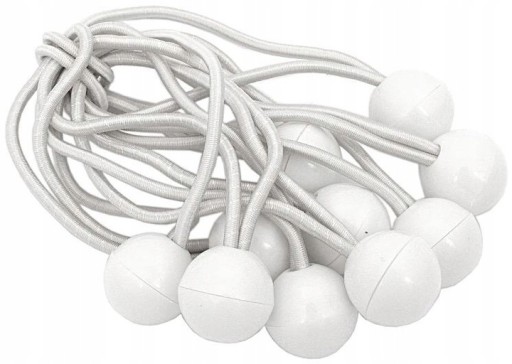 Gumový napínač s Ball Bungess, 10 ks, biely, 15 cm