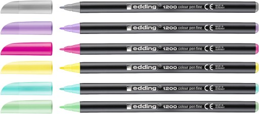 Edding 1200 pastelových pier v 6-farebnom puzdre