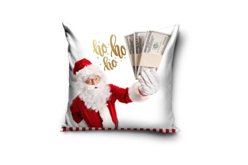 Vianočná obliečka na vankúš Santa Claus peniaze doláre hotovosť 40x40