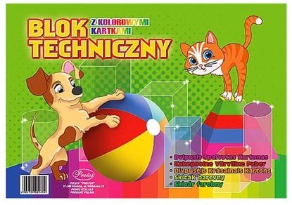 Farebný technický blok A4 8 listov 160g/m Protos