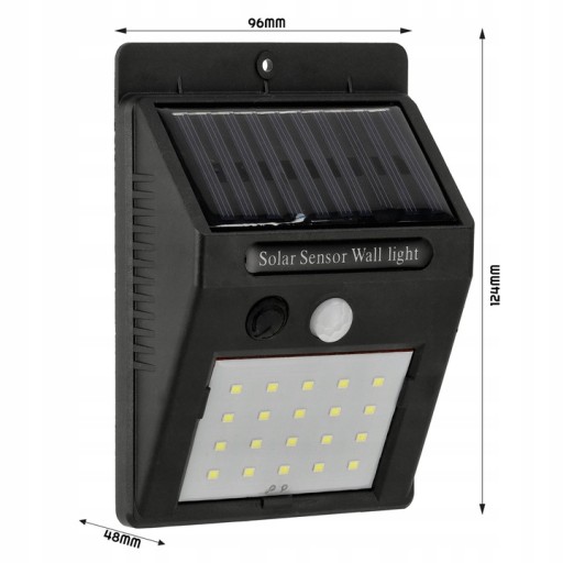SOLAR WALL LAMP COLD 2W LED nástenné svietidlo s PIR