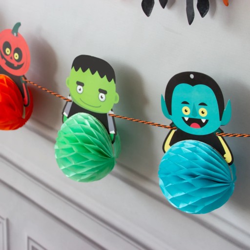 Halloweenska girlanda z hodvábneho papiera pre deti, tekvica, 300 cm