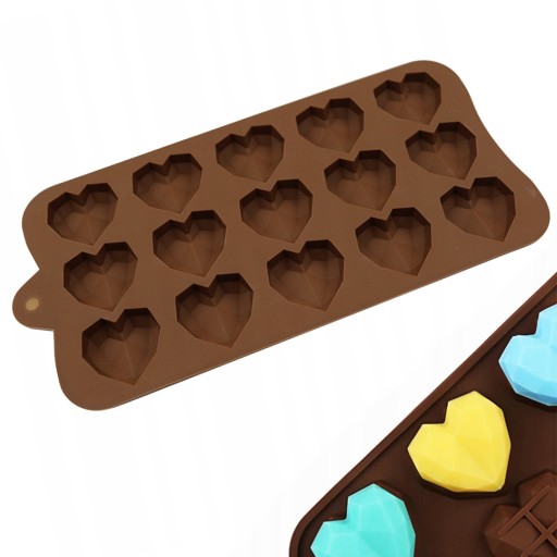 Silikónová forma na sušienky, forma na pralinky, čokoládové srdiečka, 15 ks