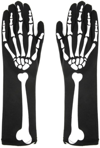 Dlhé rukavice BONES čierny maškarný kostým HALLOWEEN