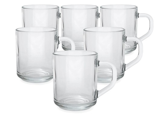 6x Sklenený hrnček 250 ml SMOOTH sklenená súprava