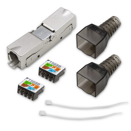 Qoltec zástrčka STP RJ45 bez použitia náradia | CAT6 | JACK PIN | T568B | T568A