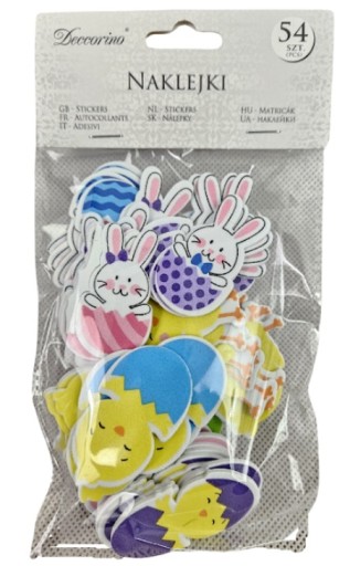 Veľkonočné nálepky Bunny Chicken Mix 54 kusov Easter WLK-057