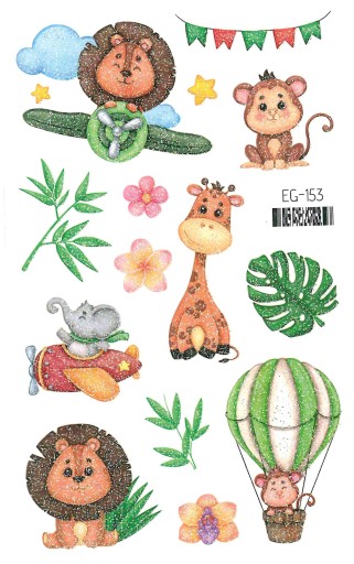 Umývateľné tetovanie pre deti GLITTER ANIMALS EG153