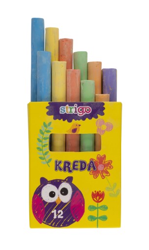 FAREBNÉ chodníkové KRIEDY pre DETI sada 12 farieb STRIGO sada KRÍD
