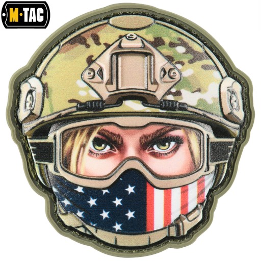 3D NÁŠIVKA NA VELCRO EMOJI ŽENA SO ŠATKOU USA OKULIARE NA PRILBU M-TAC PVC