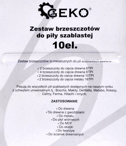 Sada 10 ks pílových listov priamočiarych. GEKO