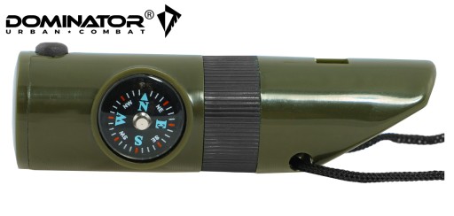 SURVIVAL TURISTICKÁ ZÁCHRANNÁ píšťalka DOMINATOR 6v1 S KOMPASOM A TEPLOMEROM