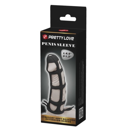 PRETTY LOVE - PENIS SLEEVE - Návlek na penis, čierny silikón