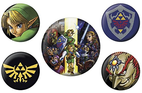 Špendlíky na oblečenie The Legend Of Zelda Sada 5 špendlíkov, 2,5 cm