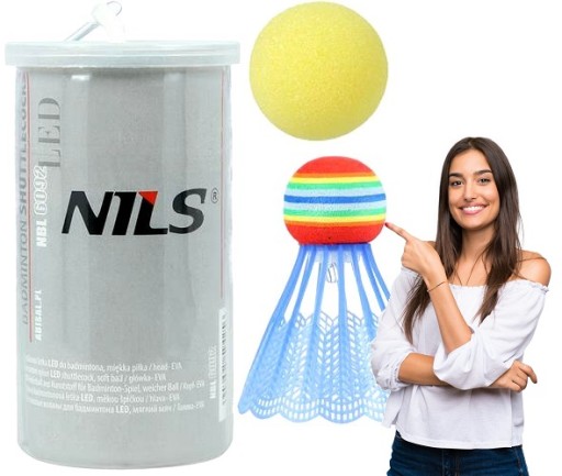 Farebná LED loptička + mäkká loptička na hranie bedmintonu