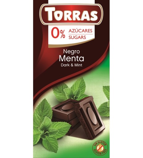tmavá čokoláda s mätou bez cukru TORRAS