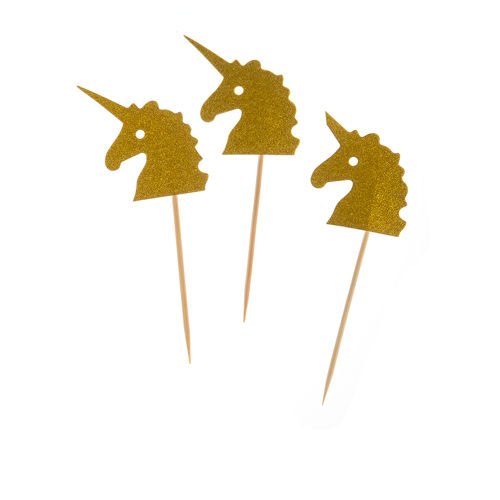 Toppery na cupcake Unicorn, zlaté, 8 ks