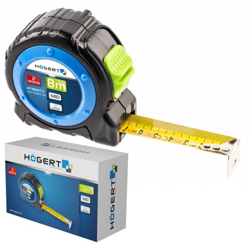 Oceľový zvinovací meter Hogert 8m - profesionálny