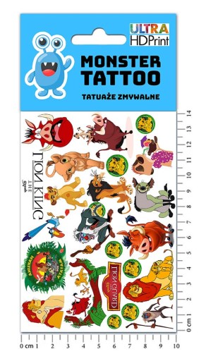 UMÝVAJÚCE DOČASNÉ TETOVANIE PRE DETI LEV KRÁĽ, ORIGINÁLNE DIZAJNY