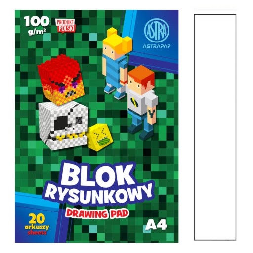 A4 podložka na kreslenie 20 kariet Minecraft 100g/m2 ASTRA