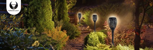 Solárna záhradná baterka, lampáš s ohňovým efektom, LED lampa zapichnutá do zeme