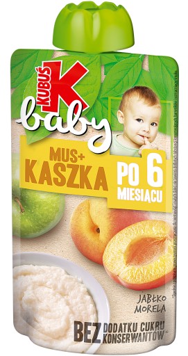 KUBUŚ Baby jablková pena marhuľová ryžová kaša 100g