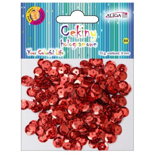Holografické flitre 10 gramov 8 mm červené
