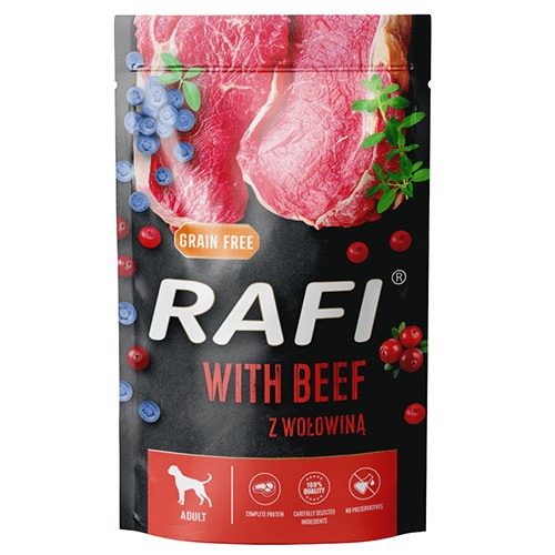 RAFI mokré krmivo pre psov s hovädzím mäsom 500g 1 ks