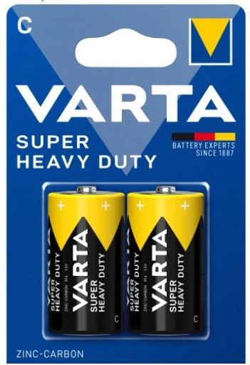 2x uhlíkovo-zinková batéria VARTA Super Heavy Duty C R14
