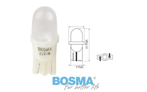 BOSMA 12V 1*LED žiarovka STANDARD T10, biela, 6000K