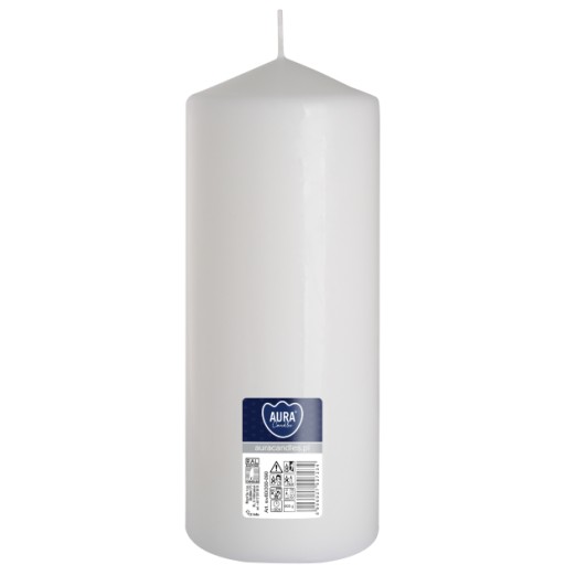 BIELA VEĽKÁ Valcová sviečka bez vône PARAFÍNOVÁ SVIEČKA 20CM 90H 800G