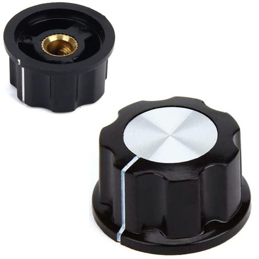 Gombík potenciometra, bakelitový gombík pre 6mm os