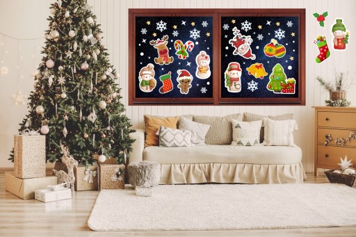 VIANOČNÉ NÁLEPKY NA OKNO NA STENU 50x75cm BN4