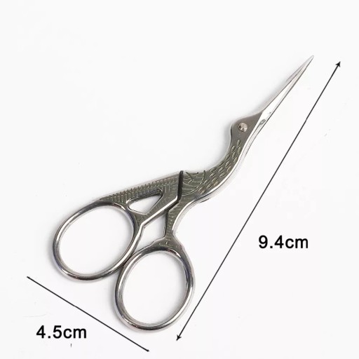 Pletacie nožnice strieborný žeriav na vyšívanie 9,4cm