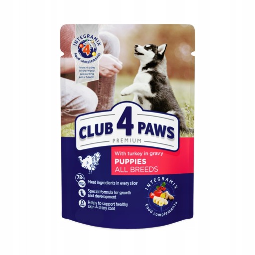 Mokré krmivo CLUB 4 PAWS pre šteniatka - Morka v omáčke 5+1 ZDARMA