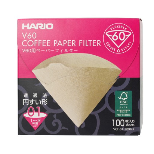 HARIO PAPIEROVÉ FILTRE NA ODKAPÁVANIE HNEDÁ v60-01 100 ks