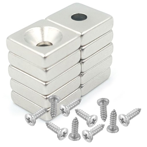 SET: NEODYMIOVÝ MAGNET 12x10x3 mm otvor 7,5/3,5