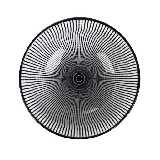 Porcelánová misa NAVIA, čierna, 12 cm, HOMLA, pruhovaná