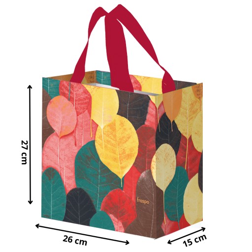 nákupná taška TAŠKA malá sieťka do obchodu 26x15x27cm LISTY červená