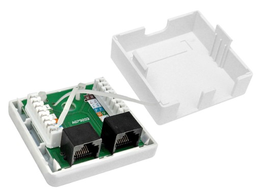 Zásuvka 2x RJ45/8P8C UTP cat.5E povrchové LSA kontakty