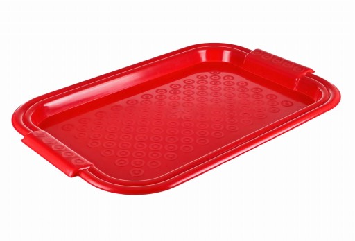 ČERVENÝ KUCHYŇSKÝ TYČOVÝ PODSÍK PLAST OBDŽNÍKOVÝ VEĽKÝ 45X30