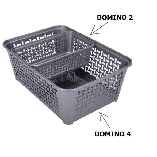Košík plastový kôš DOMINO 2 24x14x8 Strieborný