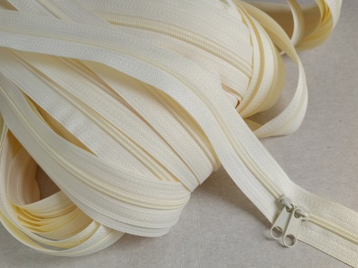 Špirálový zips 3 mm zips KRÉMOVÝ 1 meter + 2 zipsy