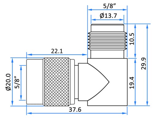Uhlový RF adaptér N/wt-N/gn HQ 50Ohm