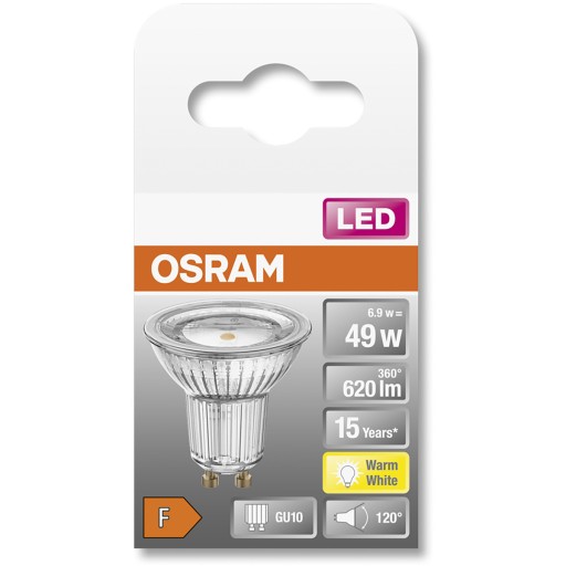 GU10 LED žiarovka 6,9W = 49W 620LM 2700K 120° OSRAM