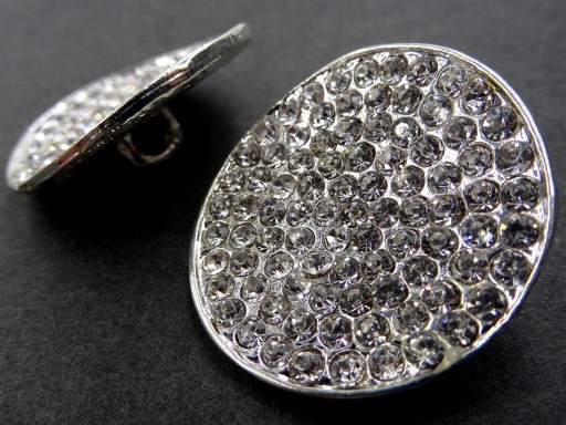 27mm Ozdobné gombíky 1ks STRIEBORNÉ zirkóny SILVER OZ56A 0715